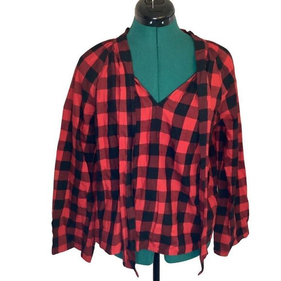 Madewell Buffalo Plaid Top Size Small Christmas Holiday Winter - Picture 1 of 6